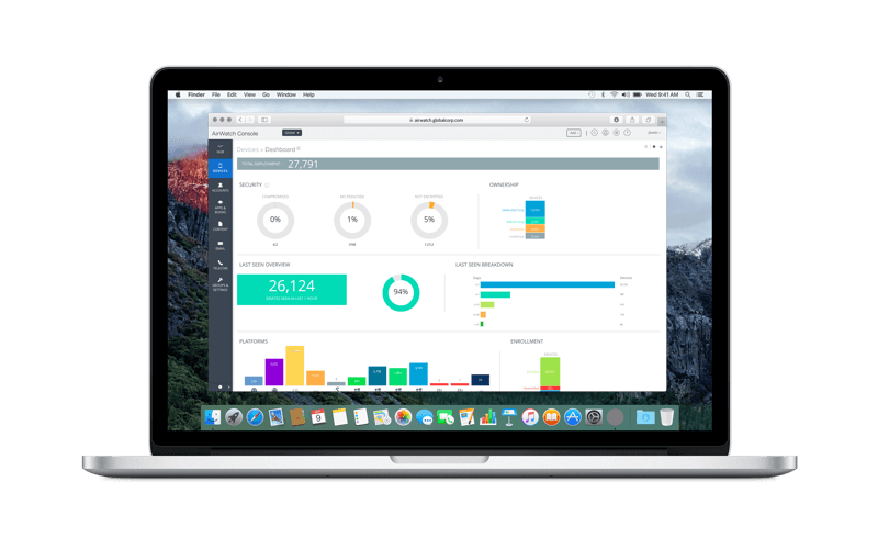 AirWatch security users AirWatch Console displayed on laptop screen